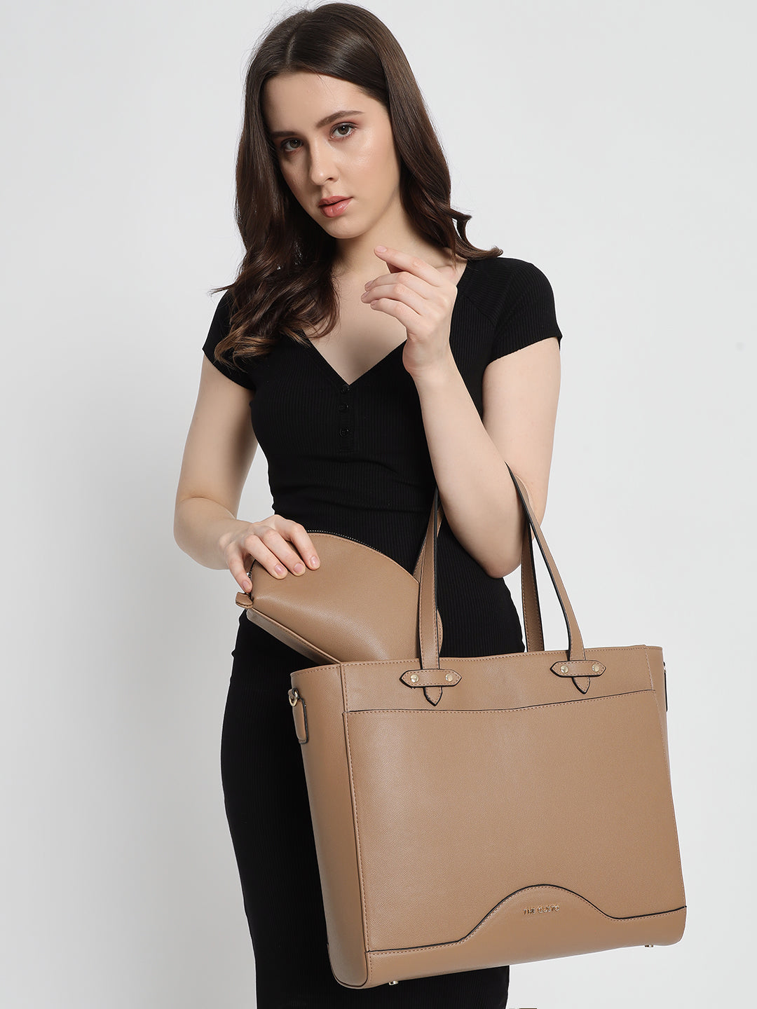 Ardor Tote & Cosmos Pouch Set Combo Beige