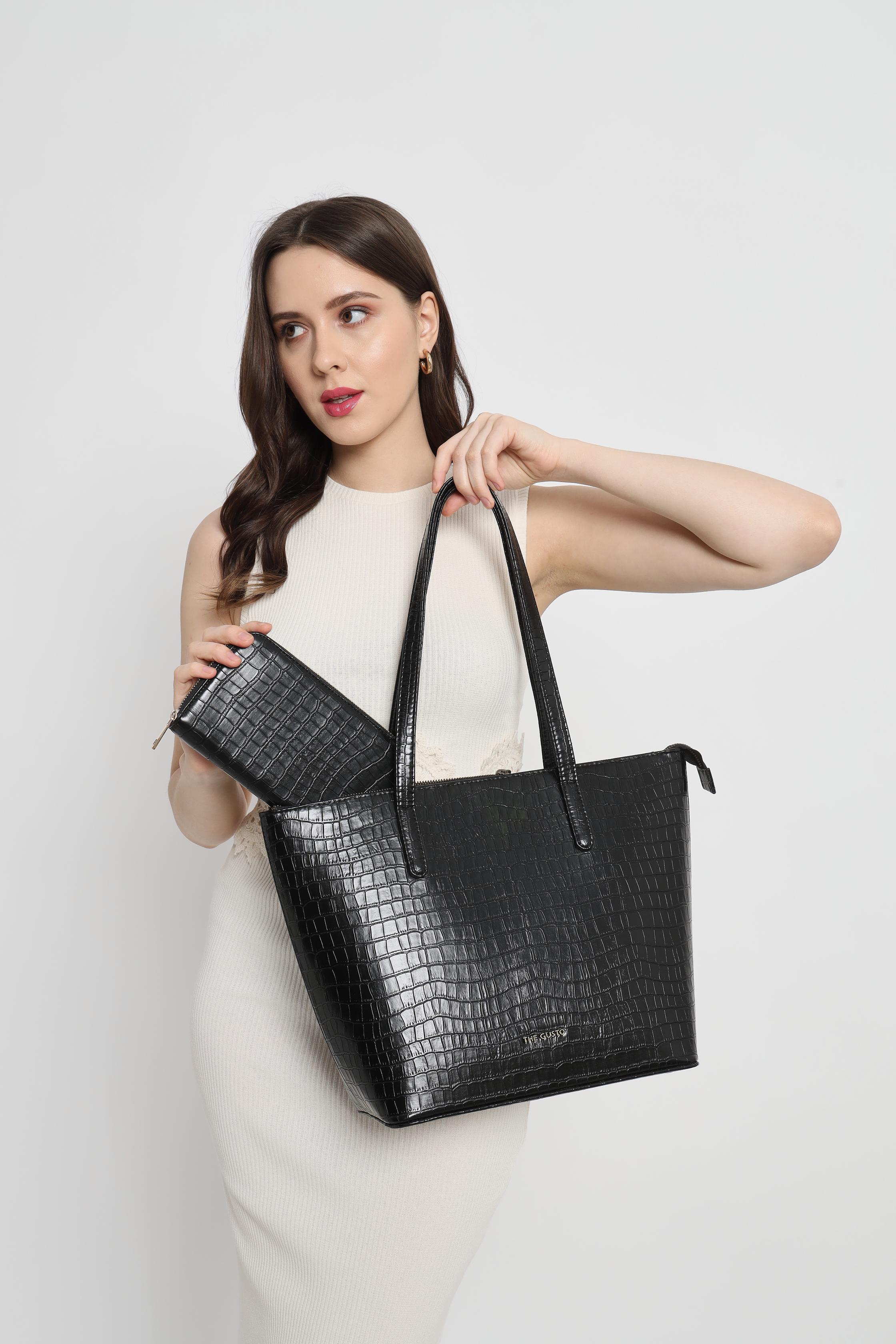 Colossal Tote and Wallet Combo Black