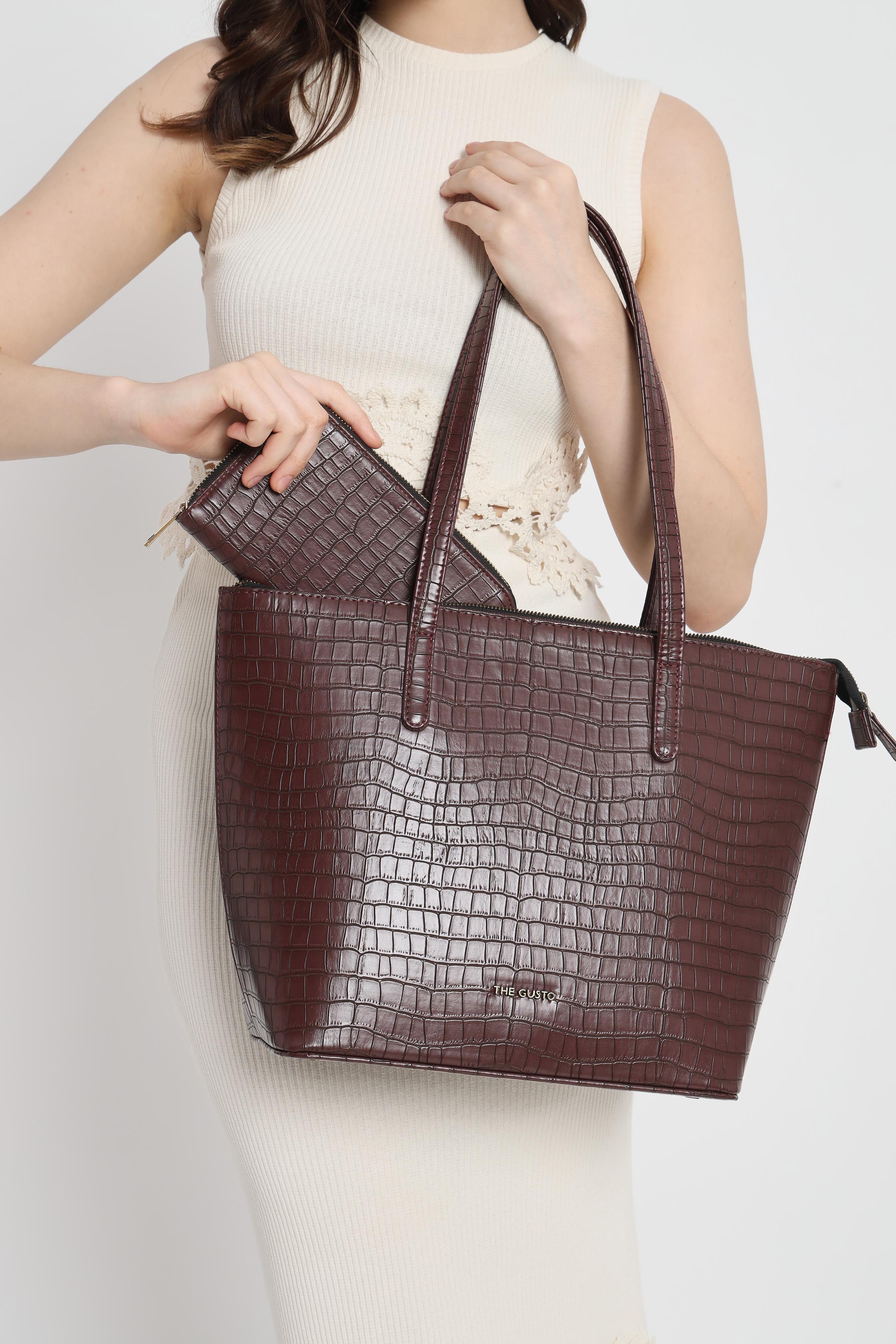 Colossal Tote and Wallet Combo Wine