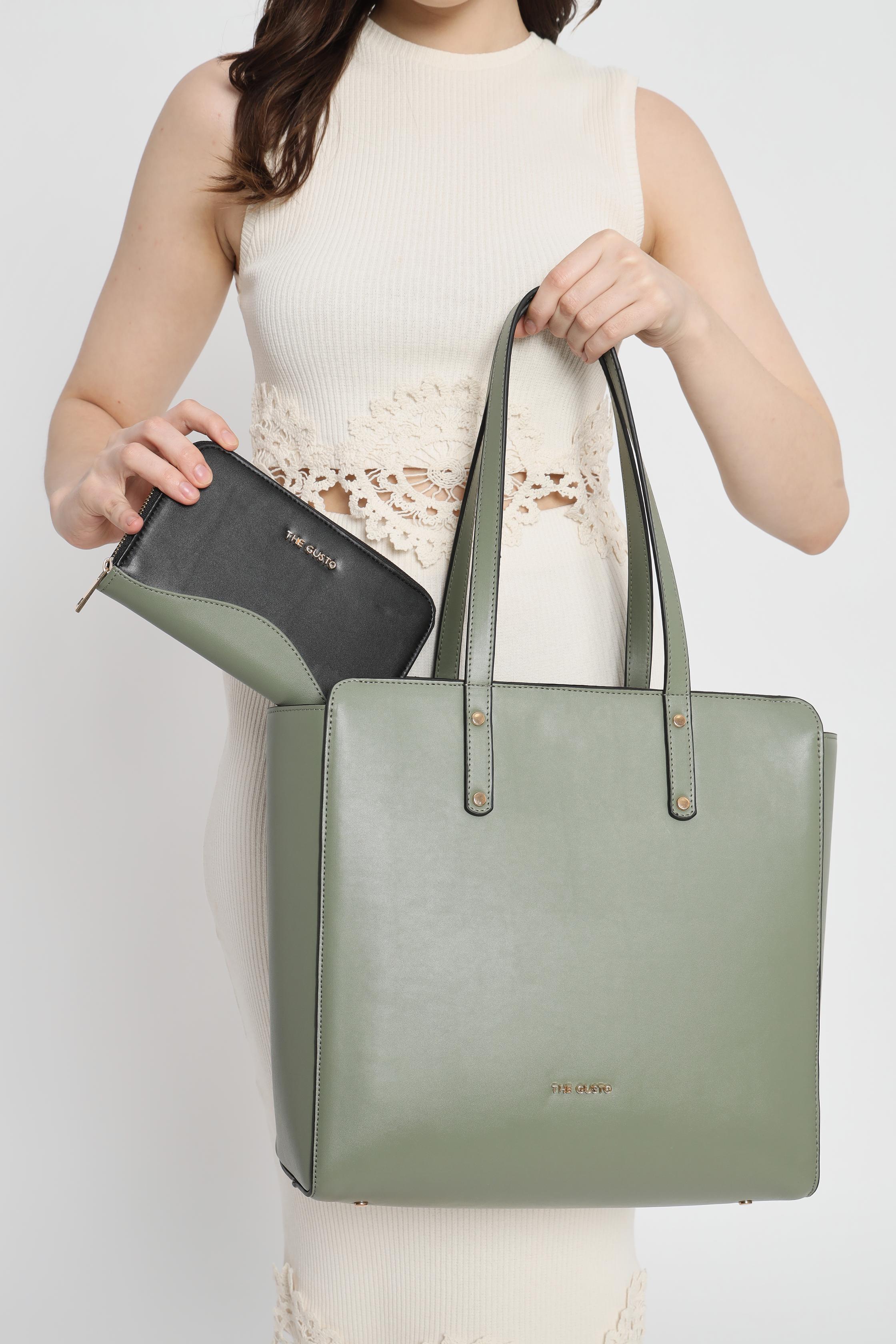 Beyond+ Zippered Tote and Wallet Combo Sage Green