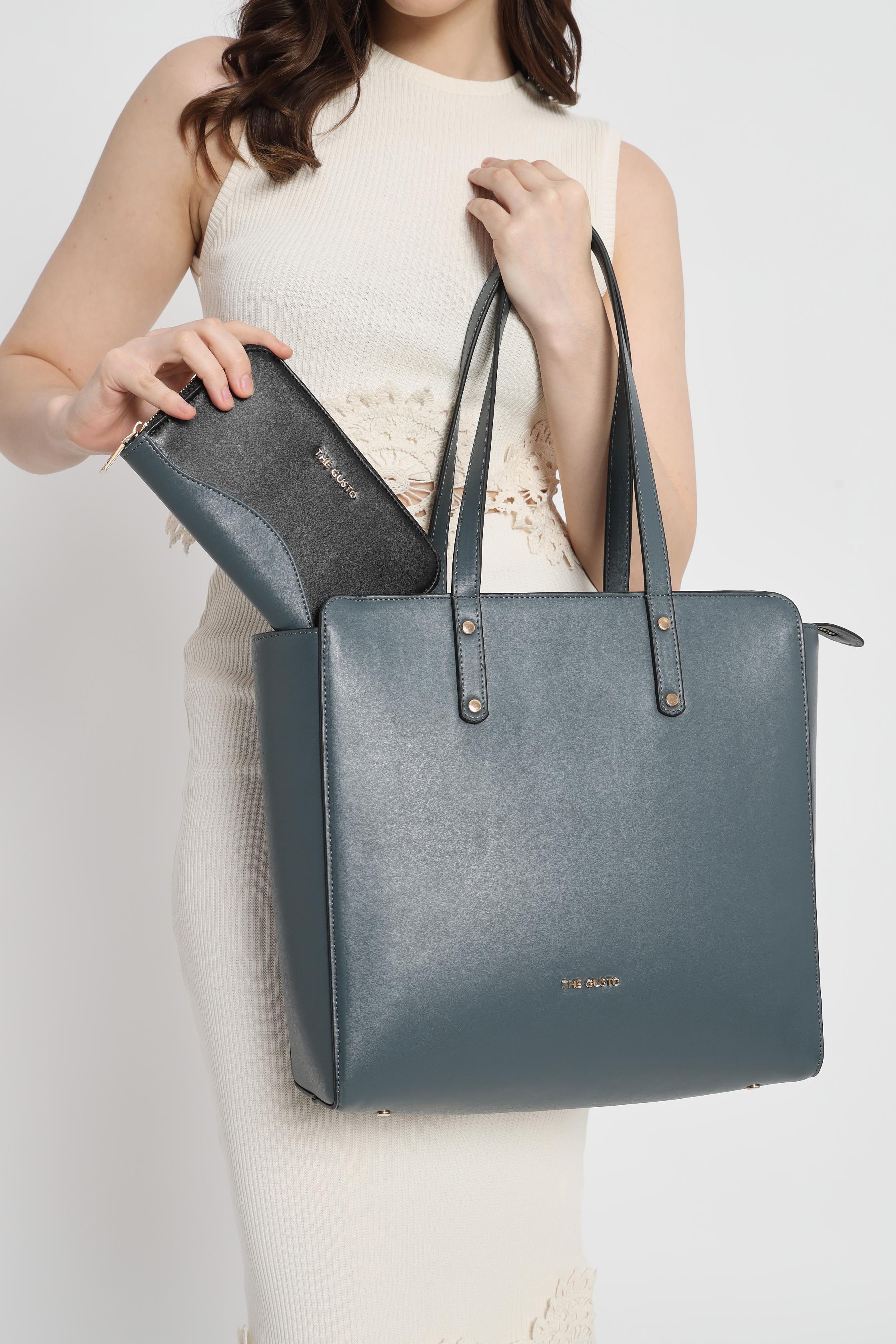 Beyond+ Zippered Tote and Wallet Combo Moss Blue