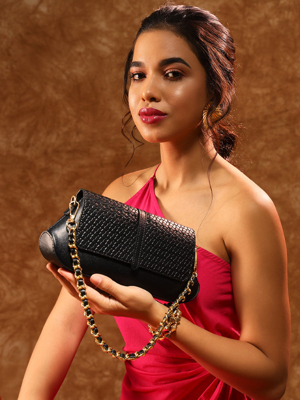 Bella Clutch Sling (Black Quilted)