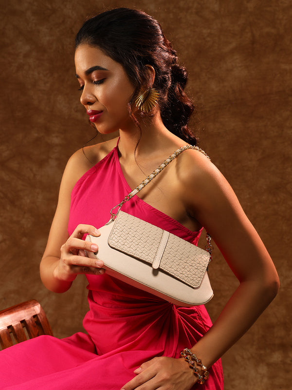 Bella Clutch Sling (Beige Quilted)