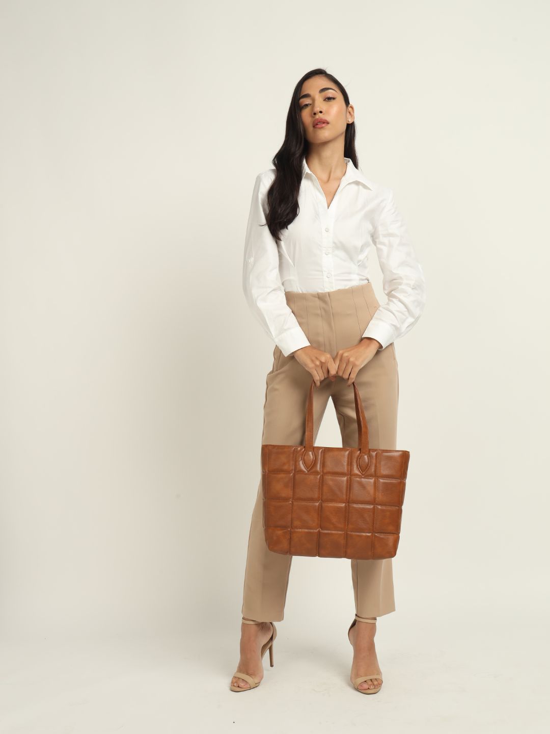 Amara Quilted Tote Tan