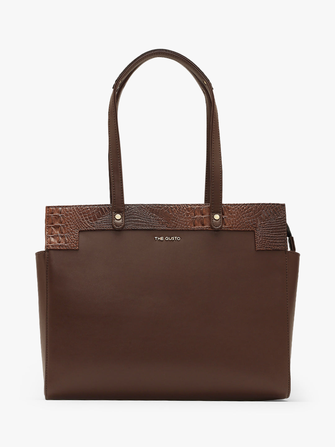 Estelle Croco Tote Bag - Coffee Brown