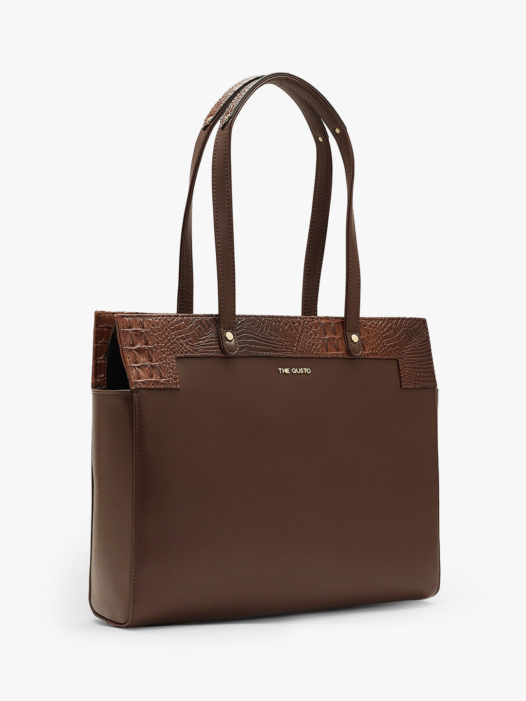 Estelle Croco Tote Bag - Coffee Brown