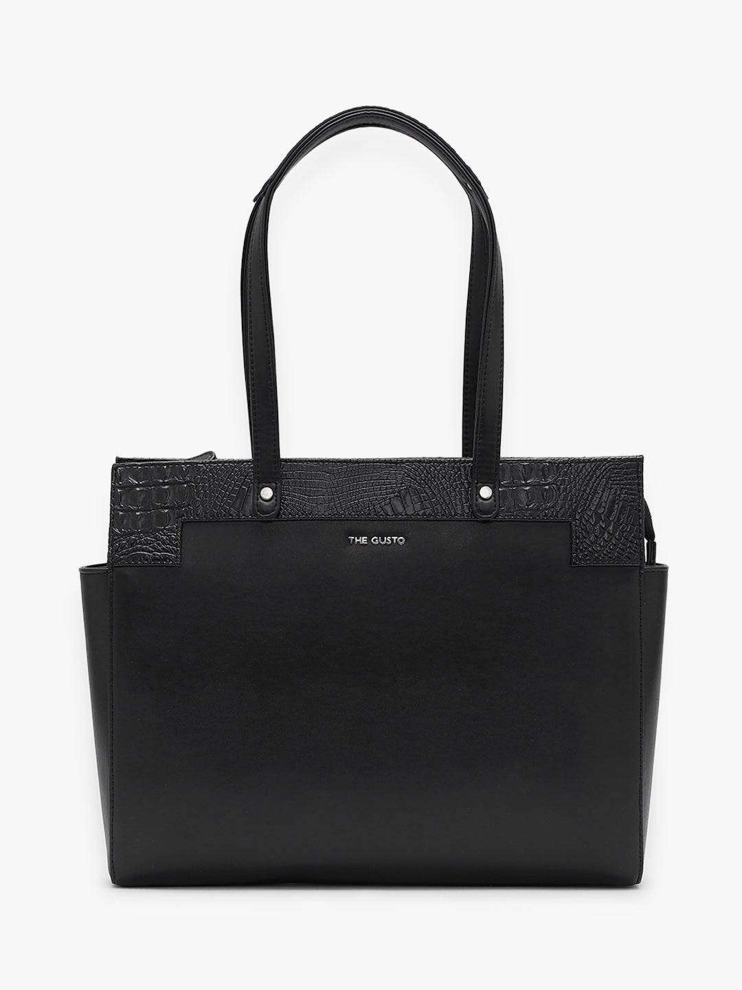 Estelle Croco Tote Bag - Black