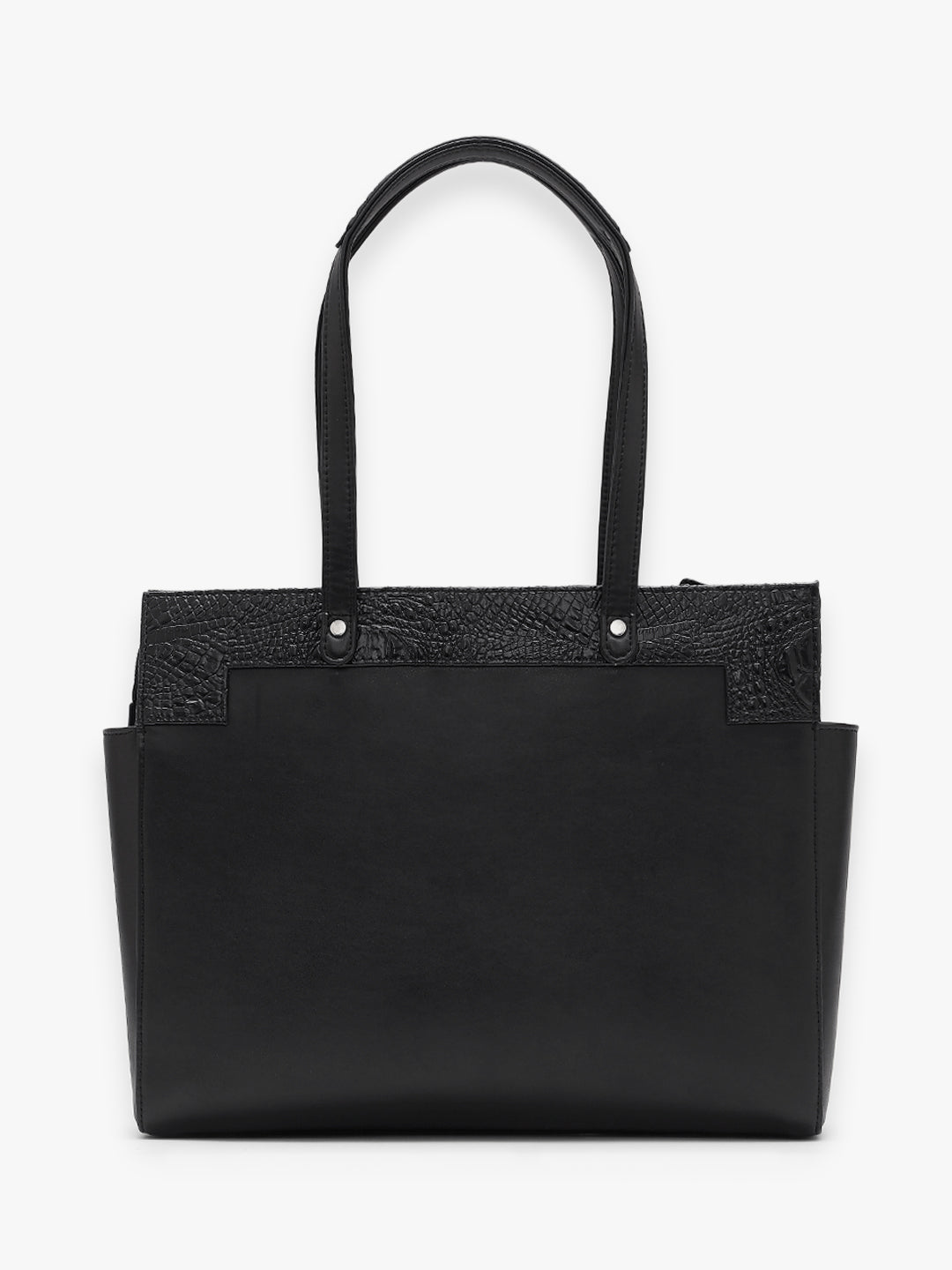 Estelle Croco Tote Bag - Black + Pouch & Wallet Combo