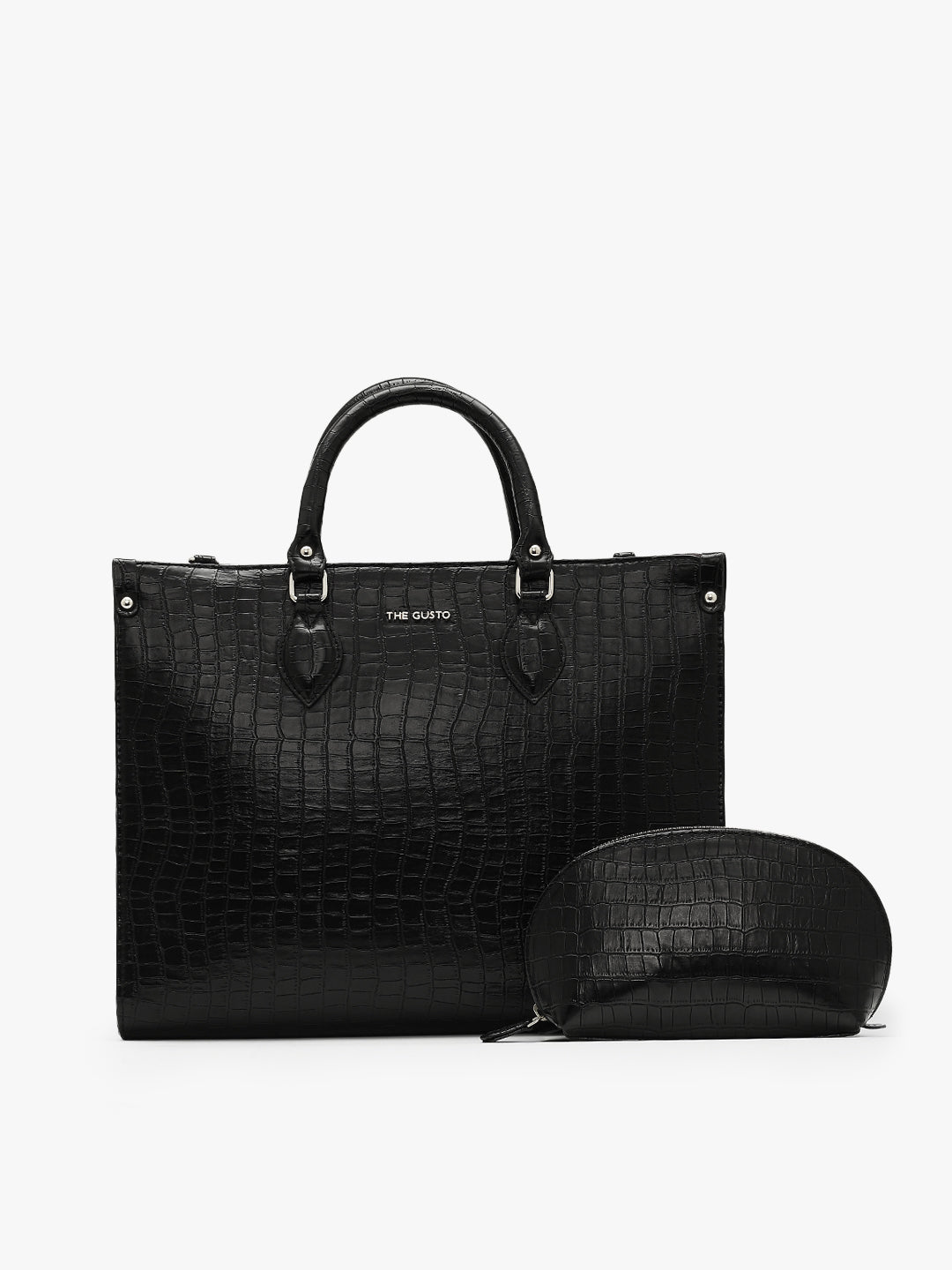 Celeste Tote & Cosmos Croco Pouch Set Combo