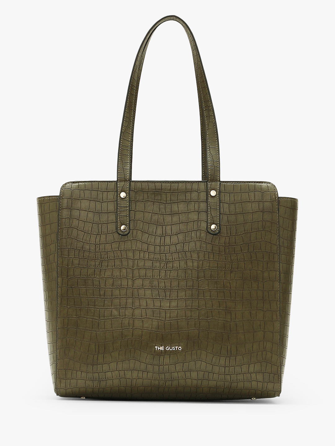 Beyond+ Croco Tote with Zipper Pine Green