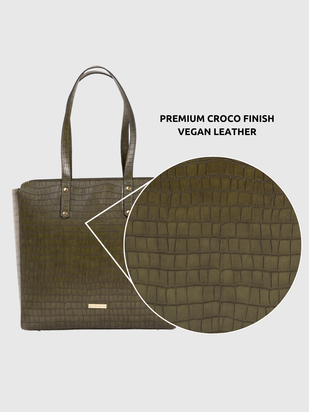 Beyond+ Croco Tote with Zipper Pine Green + Cosmos Pouch Combo