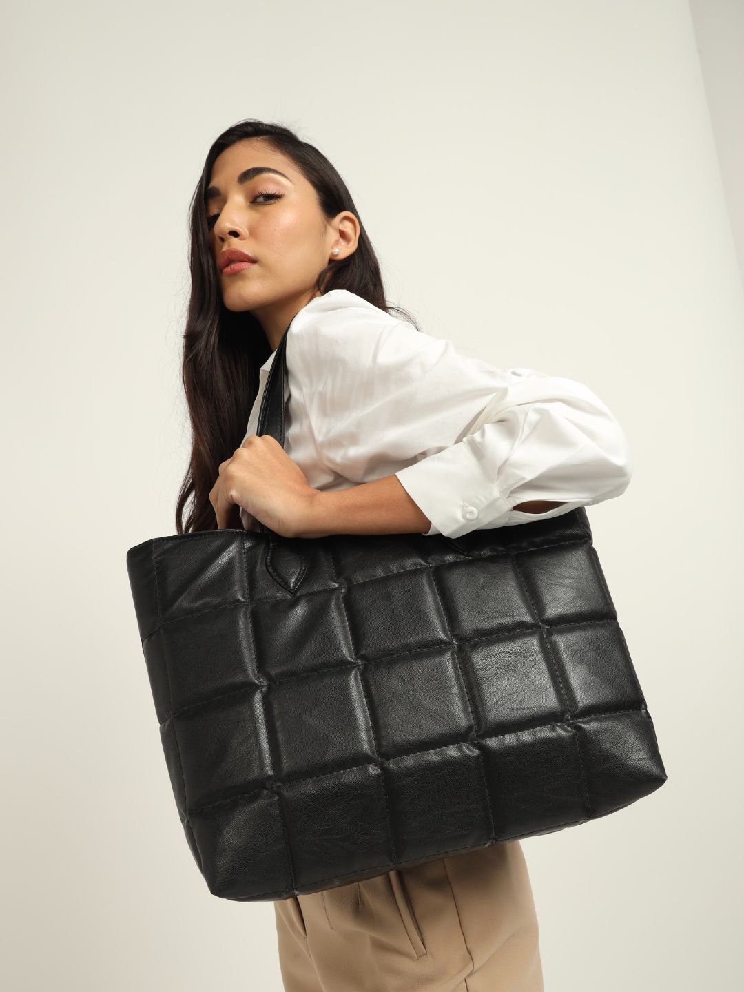 Amara Quilted Tote Black