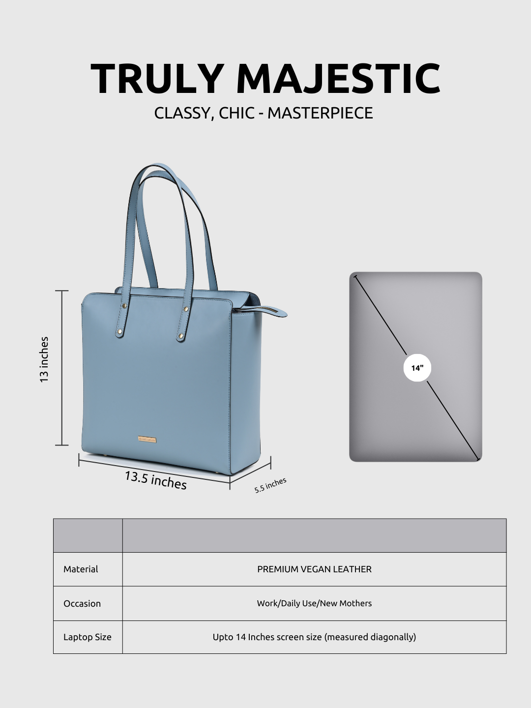 Beyond+ Tote with Zipper Light Blue