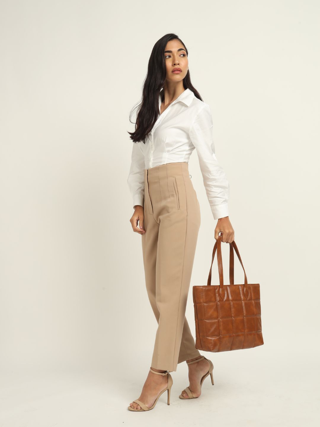 Amara Quilted Tote Tan