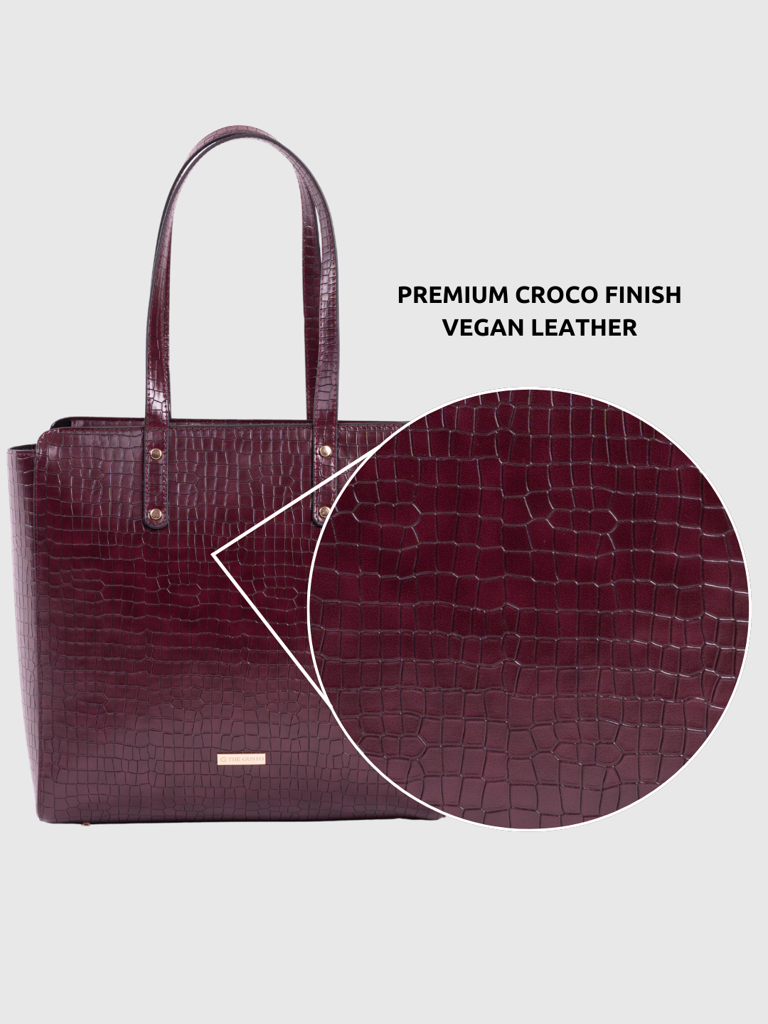 Beyond+ Croco Tote with Zipper Wine + Cosmos Pouch Combo