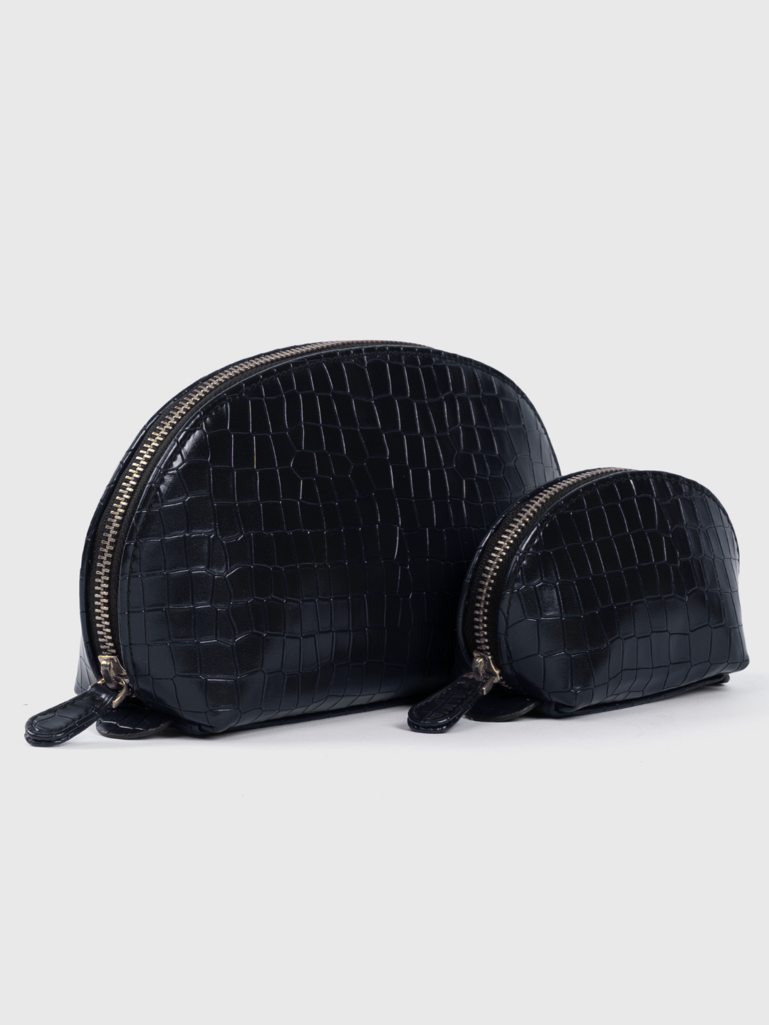 Cosmos Croco Pouch Black - Set of 2