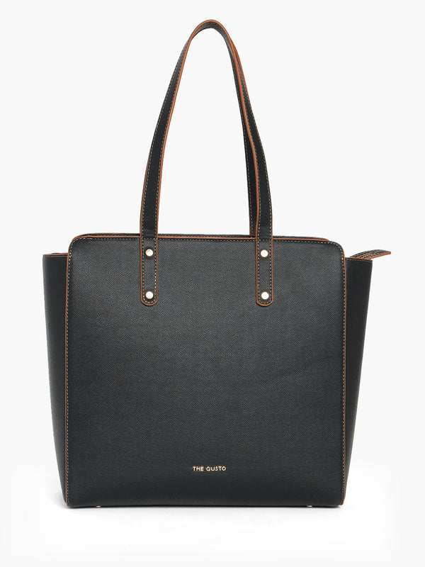 Beyond+ Tote with Zipper Black (Grained Finish)