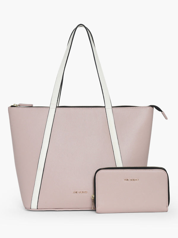Aza Tote Pastel Pink + Wallet Pink (Grained)