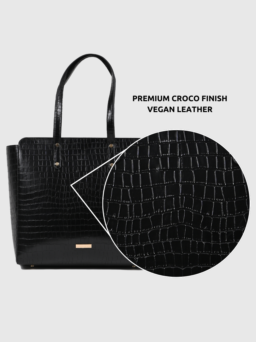 Beyond+ Croco Tote with Zipper Black + Wallet Combo