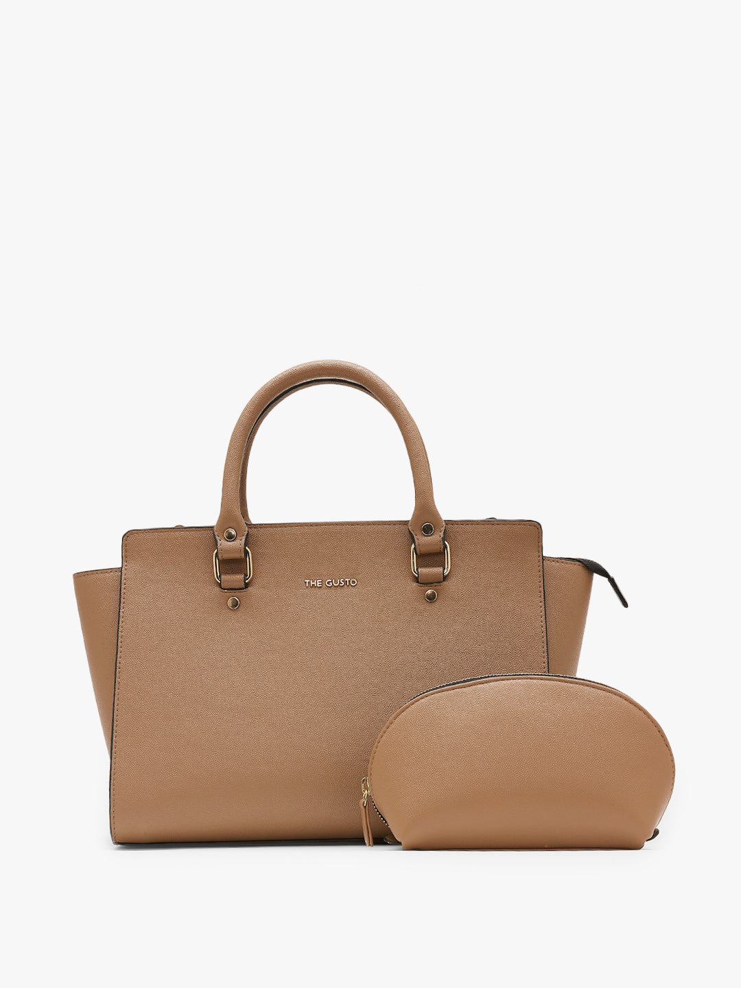 Elora Satchel Sling - Beige + Pouch Combo